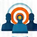 Icon showing a target centered on people representing audience focus